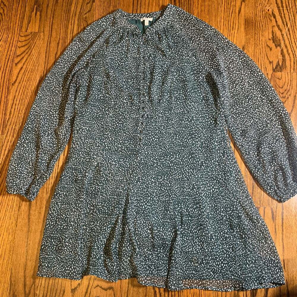 Joie Green and White Speckled Long Sleeve Mini Dress